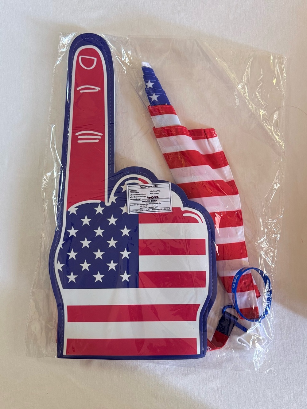 Soccer fan team kit, foam finger , keychain,  big flag, car flag, and bracelet